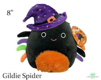 Squishmallow Halloween Gildie Spider 8 inch, Halloween Black Spider Candy Squishmallow Squishable plush, Personalized Stuffed Animal