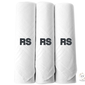 Mens Embroidered handkerchiefs, Mens monogrammed handkerchief set, Mens cotton handkerchiefs, Groomsmen gift, Cotton Anniversary gift