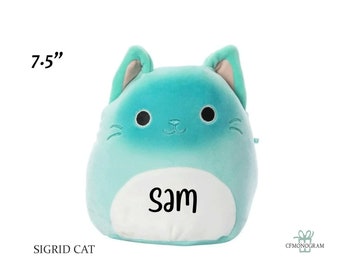 Squishmallow  7" Sigrid Cat, Blue Cat Custom Squishmallow, Personalized Stuffed Animal, Custom Plush