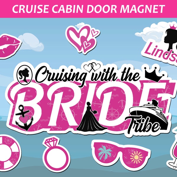 Bachelorette Cruise Door Decorations Magnetic Barbie Inspired/Bachelorette Cruise Door Magnets/ Bride Tribe Bachelorette magnet for cruise