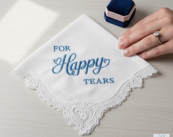 Embroidered Wedding Handkerchief, Mother of the Bride Gift, Custom Wedding Hanky, Personalized Tear Keepsake