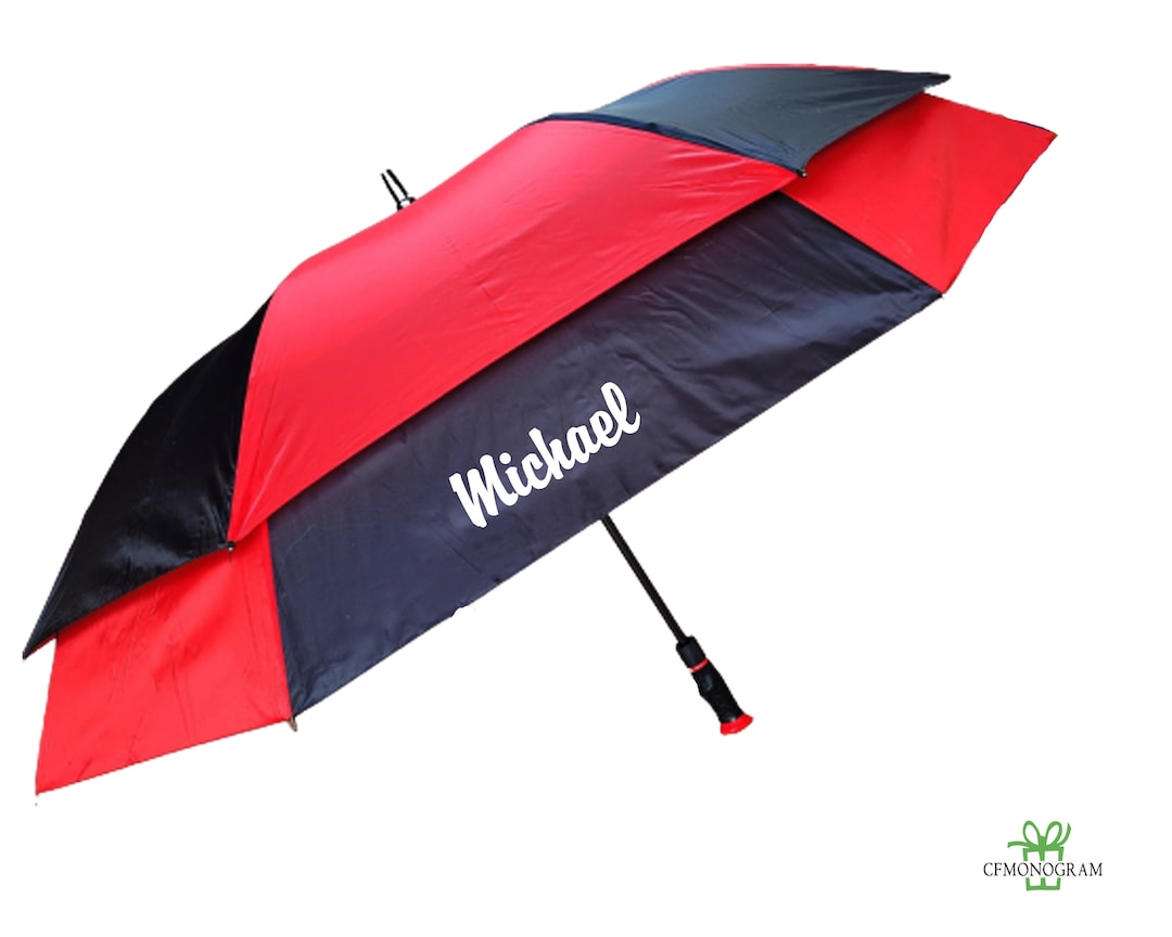 Custom Umbrella Golf, Personalized Umbrella, Monogram Umbrella, Red