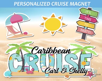 Personalized Cruise Door Magnet, Cruise Destination Magnet, Caribbean Cruise, Colorful Cruise, Family Cruise Custom Magnet, Birthday Trip