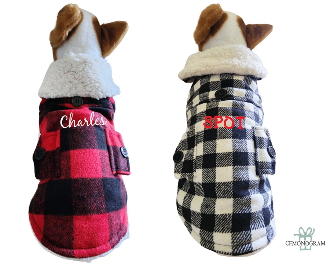 Personalized Buffalo Plaid Pet Jacket, Pet Coat for Dogs, Personalized