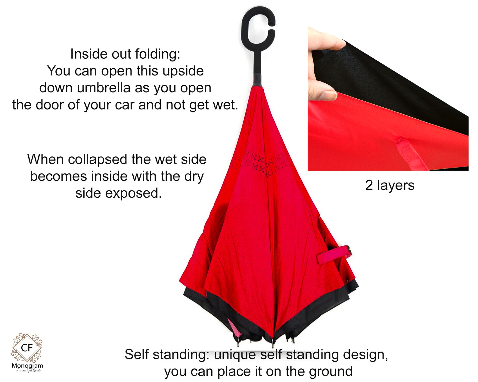 Custom Umbrella Personalized Umbrella monogram umbrella Red Etsy