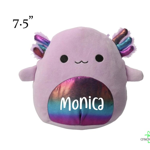 Squishmallow personalizado Monica Axolotl 7.5", Squishmallow personalizado de Axolotl púrpura, regalo de cumpleaños, animal de peluche personalizado, personalizado