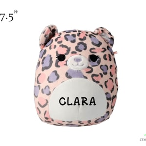 Personalized Squishmallow Dallas Leopard 7.5 inch, Pink Cat, plush, Birthday gift, Personalized Stuffed Animal, Custom Plush