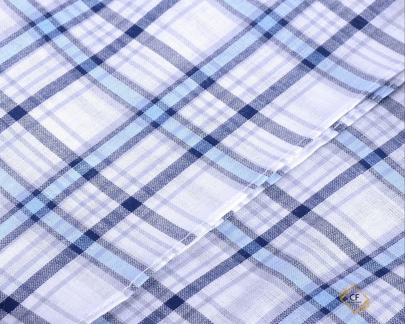Mens Monogrammed handkerchief Set of 3 Gifts for Him Personalized Handkerchief Gray Cotton Plaid Handkerchiefs