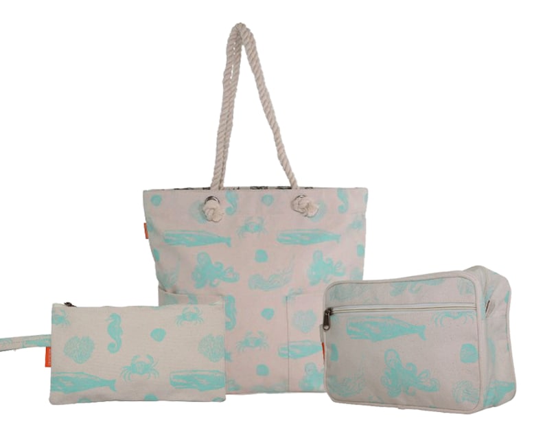 Monogrammed Tote Set with Travel Kit and WalletMakeup Clutch
