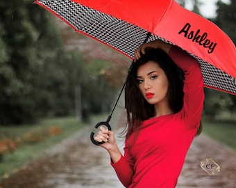 Personalized Inverted Umbrella, Hands-Free C Handle, Monogram Gift
