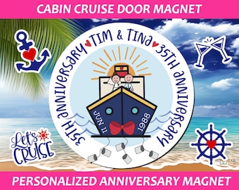 Personalized Anniversary Cruise Door Magnet, Wedding Celebration