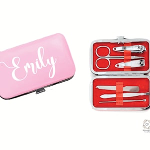 Personalized Manicure set, Bridesmaid Gift, Travel Grooming Kit, Thank You Gift, Groomsmen Gift, 6 pc Nail Tool Set