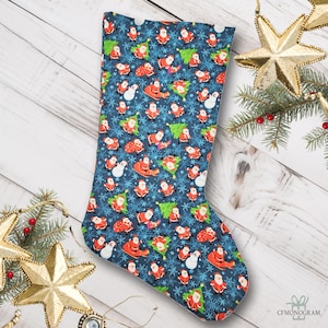 Classic Christmas Stockings, Vintage Inspired Santa Christmas Stockings, Trendy Christmas Stocking, Modern Farmhouse, Handmade