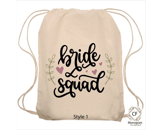 bride tribe drawstring bag