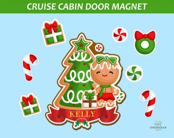 Personalized Christmas Cruise Door Magnets/ Gingerbread Holiday Cruise Magnet/ Cruiser Magnet/ Couples Cruise Decor/Family Cruise Magnet