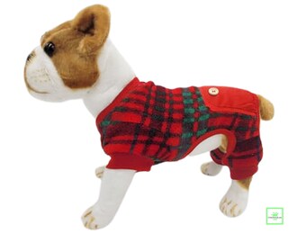 Personalized Red Tartan Plaid Pet Pajamas, Pet Pajamas for Dogs - Main Image