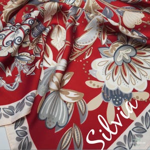 Personalized Red Paisley Silky Scarf - 28 Inch Square, Luxury Mother&#39;s Day Gift, Elegant Bandana for Her, Custom Accessories for Women