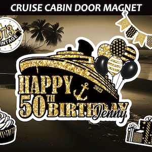 Personalized 50th Birthday Cruise Door Magnets Decoration/Happy Birthday Door Magnet/Cruise Magnet/Cruise Decor, Cruise Magnet Vintage
