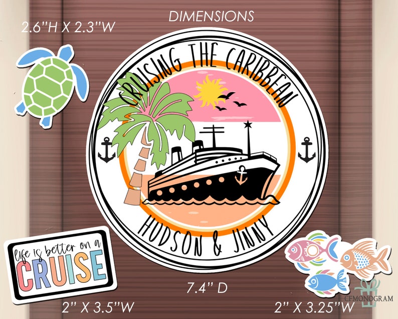 Personalized Cruise Door Magnet, Cruise Destination Magnet, Caribbean Cruise, Colorful Cruise, Family Cruise Custom Magnet, Birthday Trip image 3