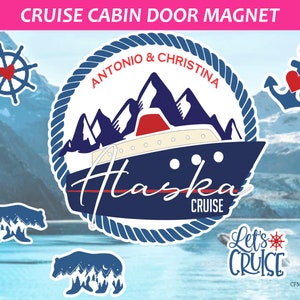 Personalized Alaska Cruise Door Magnets/ Alaska Cruise Magnet/ Alaska Cruiser Magnet/ Couples Cruise Decor, Wedding Cruise Magnet Set of 6