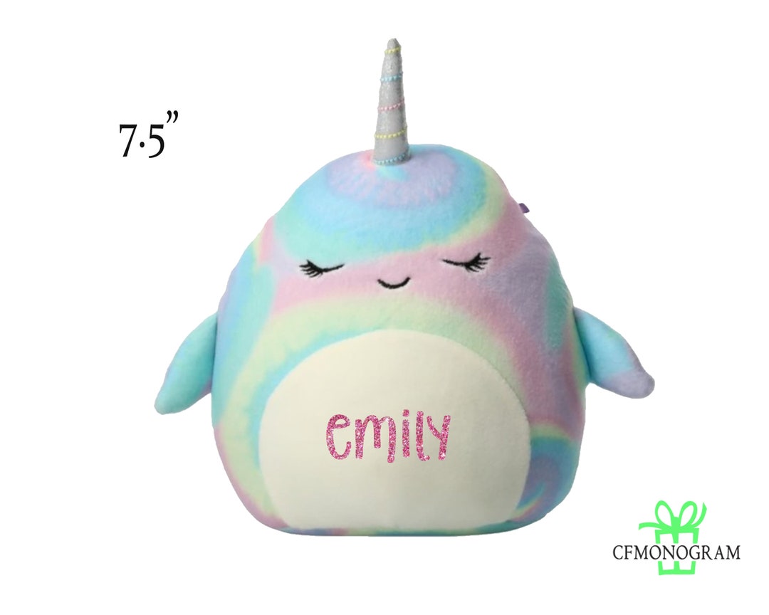 Personalized Squishmallow Ter Narwhal Rainbow 7.5 Inch, Squishable
