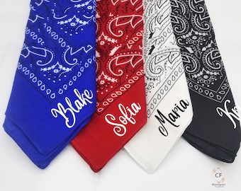 Pañuelo con monograma y estampado paisley, pañuelo de algodón personalizado, fabricado en EE. UU.