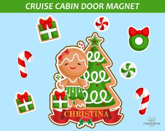 Personalized Christmas Cruise Door Magnets/ Gingerbread Holiday Cruise Magnet/ Cruiser Magnet/ Couples Cruise Decor/Family Cruise Magnet