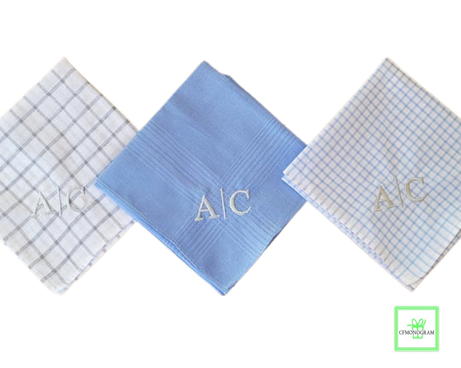 Mens Monogrammed Handkerchief Set of 3 Gifts for Him Etsy