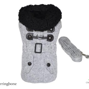 Black & White Herringbone Dog Coat - Plaid Sherpa Jacket for Small Dogs | Pet Winter Clothes, Plaid Dog Coat, Dog Winter Clothes