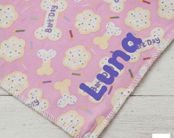 Personalized Dog Birthday Bandana | "Bark Day" Cotton Scarf