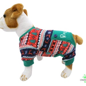 Personalized Pet Pajamas, Christmas Pet Pajamas for Dogs, Personalized Holiday Dog pajama, Custom Winter Dog Pjs, Dog clothes for small dogs