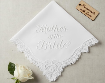 Mother of the Bride Gift |Wedding Handkerchief Daughter |Custom Embroidered Handkerchief for Mom |Personalized Wedding Keepske |Gift for Mom