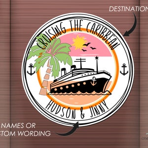 Personalized Cruise Door Magnet, Cruise Destination Magnet, Caribbean Cruise, Colorful Cruise, Family Cruise Custom Magnet, Birthday Trip image 2