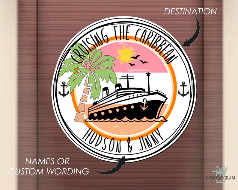Personalized Cruise Door Magnet, Cruise Destination Magnet, Caribbean Cruise, Colorful Cruise, Family Cruise Custom Magnet, Birthday Trip image 2