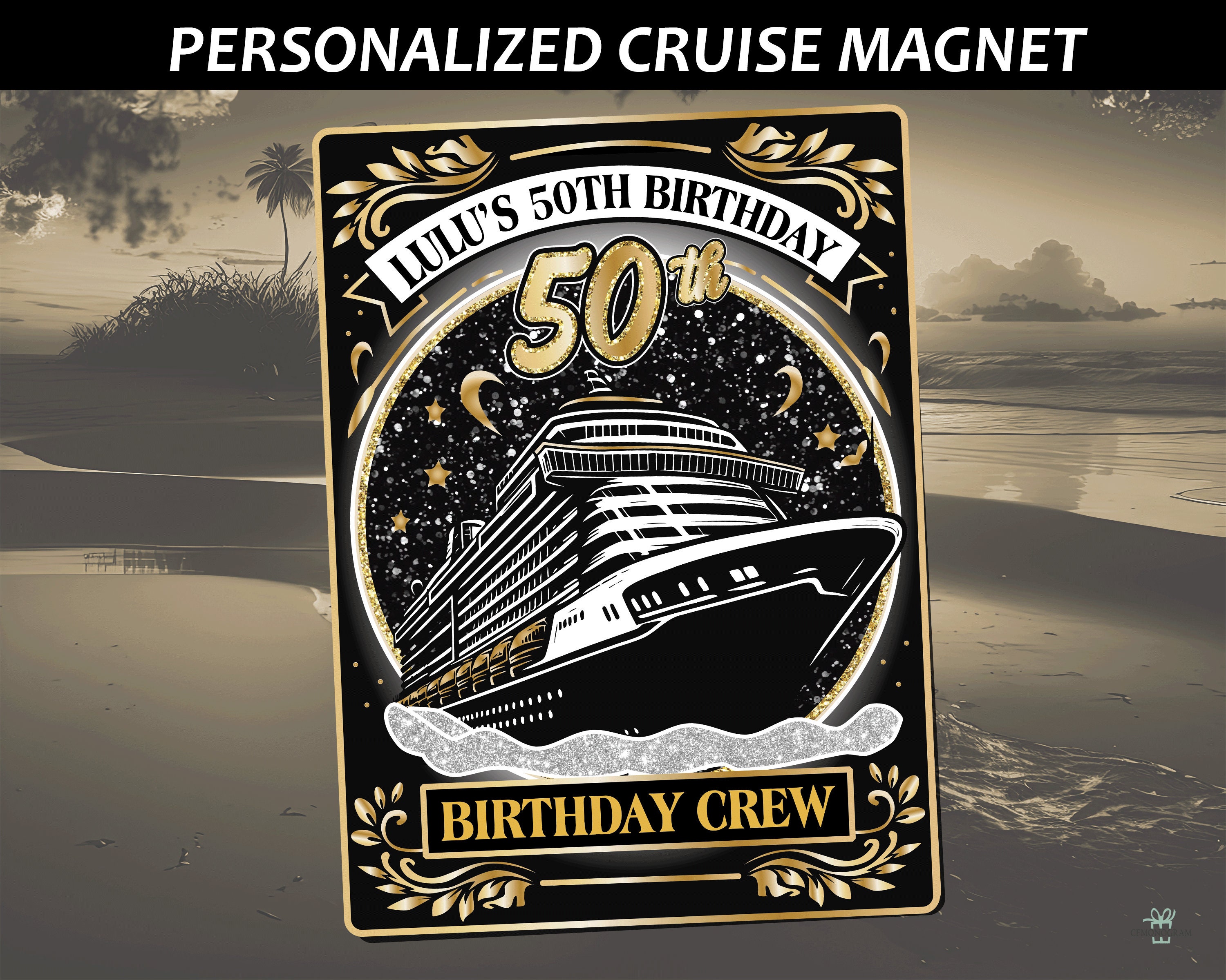 Personalized 50th Birthday Cruise Door Magnets Decoration/Happy Birthday Door Magnet/Cruise Magnet/Cruise Decor, Cruise Magnet Vintage