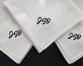Mens Personalized Cotton Handkerchief Set of 3