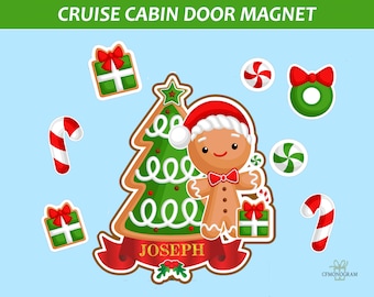 Personalized Christmas Cruise Door Magnets/ Gingerbread Holiday Cruise Magnet/ Cruiser Magnet/ Couples Cruise Decor/Family Cruise Magnet