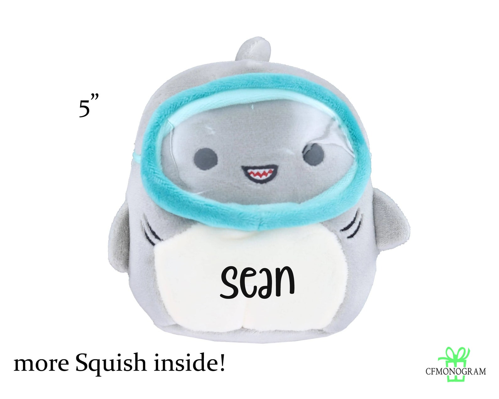 Squishmallow Gordon Shark 5 Snorkel Scuba Shark Grey Etsy Canada
