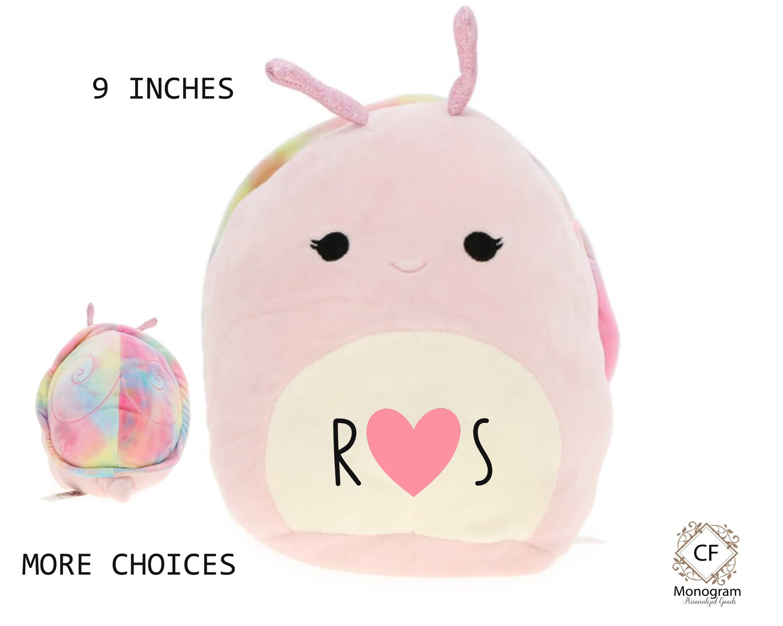 Personalized Squishmallow Tie Dye Snail 9 inch Squishable Etsy