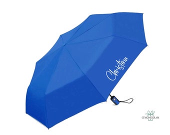 Custom Compact Umbrella, Personalized Umbrella, monogram umbrella, Blue Umbrella, personalized gift, teacher gift, gift for employee