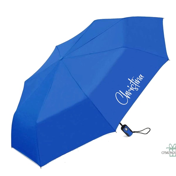 Custom Compact Umbrella, Personalized Umbrella, monogram umbrella, Blue Umbrella, personalized gift, teacher gift, gift for employee