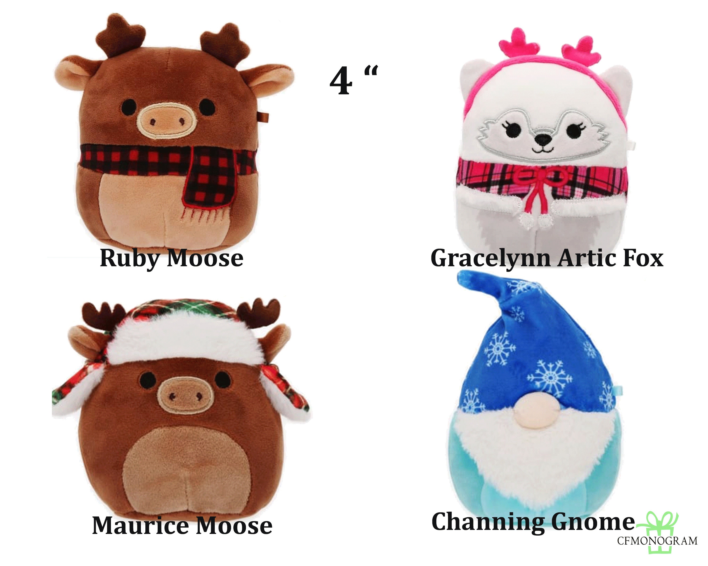 Squishmallow Kellytoy Hans The Hedgehog With Earmuffs Super Soft Holiday Edition