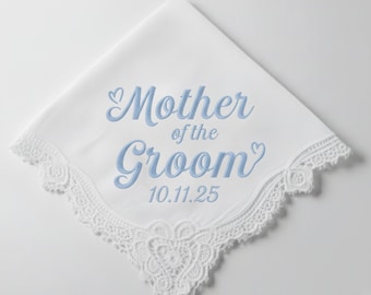Embroidered Mother of the Groom Handkerchief | Wedding Keepsake
