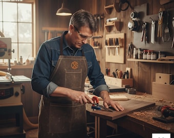 Personalized Waxed Canvas Apron, Monogrammed Utility Apron, Groomsmen Gift