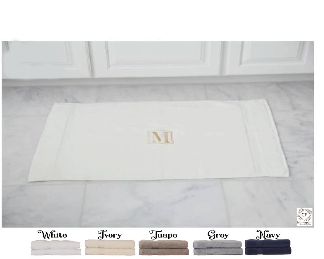 Monogrammed Bath Mat Personalized Custom Bath Mat White Etsy