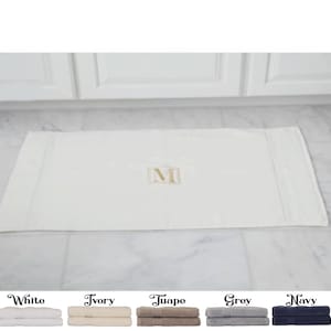 Monogrammed bath mat, Personalized custom bath mat, - White Bath Mat Towel, 100% Luxury Cotton monogram embroidered bath mat