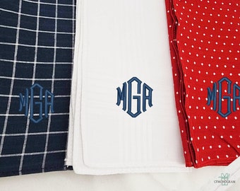 Monogrammed Mens Handkerchief Set, 100% Cotton Hankies