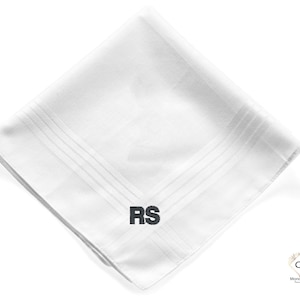 Mens monogrammed handkerchief set, Mens Embroidered handkerchiefs, Mens cotton handkerchiefs, Groomsmen gift, Cotton Anniversary gift