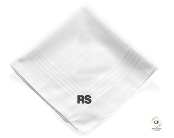 Set di fazzoletti da uomo con monogramma, in cotone ricamato, regalo per testimoni dello sposo.