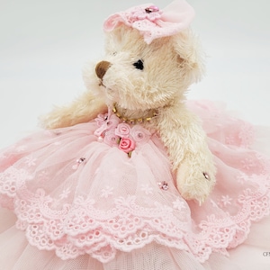 8 Personalized Birthday Teddy Bear, Quince Años Quinceañera Last Doll, Sweet 16 Teddy Bear,Birthday teddy gift, Victorian Teddy Bear, Tulle image 3